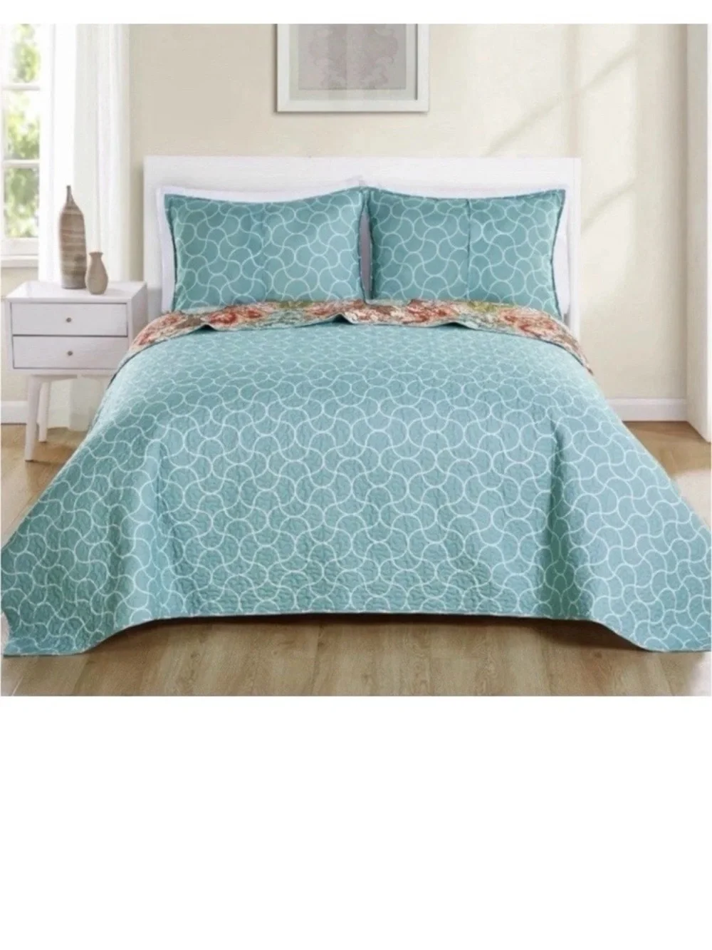 Reversible Paisley Quilt Set with 2 shams King- Home Bedding